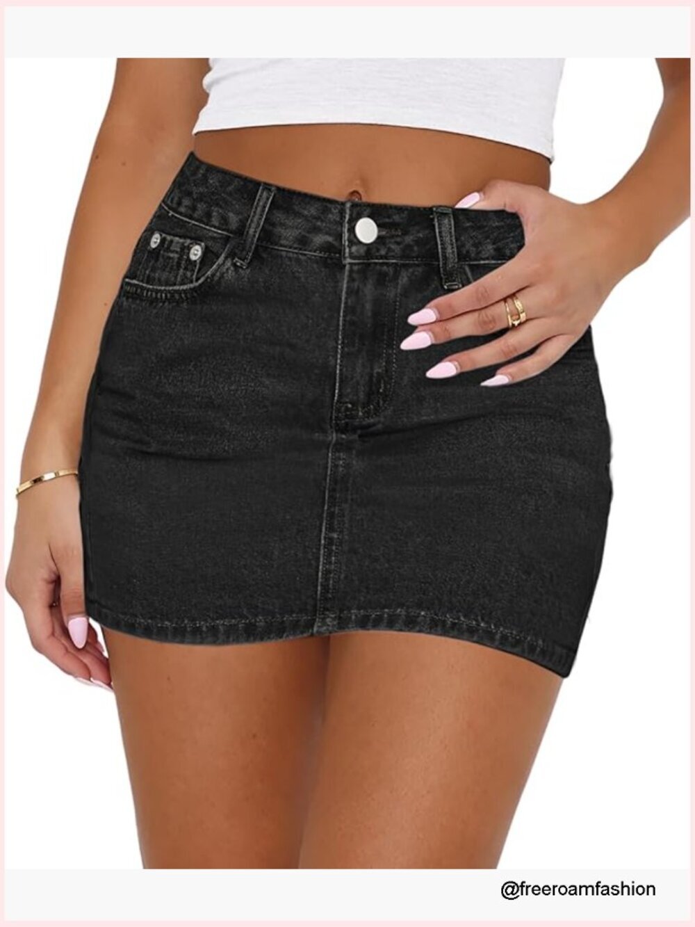 Denim Mini Skirt Low Rise Stretchy Y2K Cute Skirt with Pockets